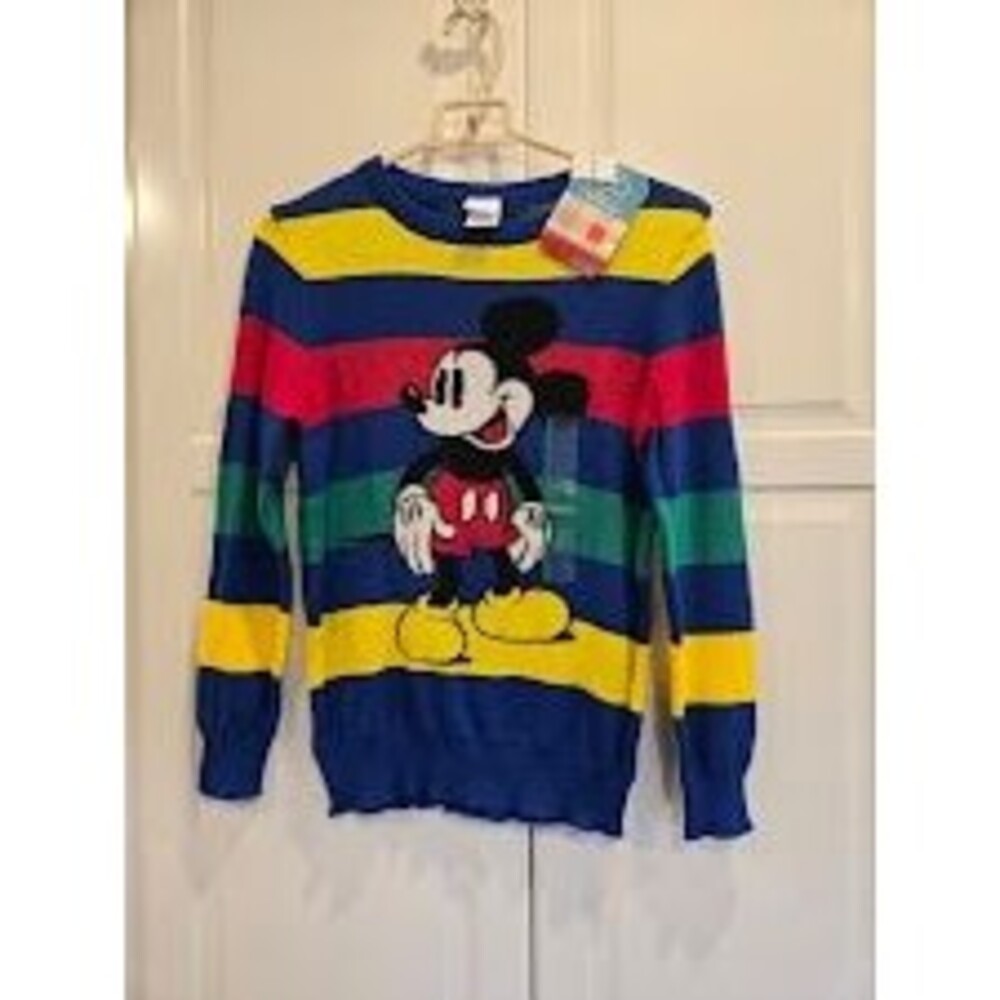 Disney Mickey Mouse Boys Sweater -Striped - Kids Boys size MEDIUM (8-10) New